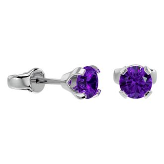 1/2 Carat Amethyst Stud Earrings In White Gold