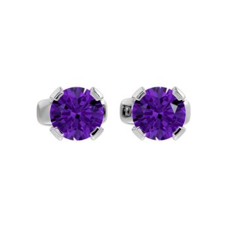 1/2 Carat Amethyst Stud Earrings In White Gold