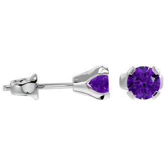 1/2 Carat Amethyst Stud Earrings In White Gold