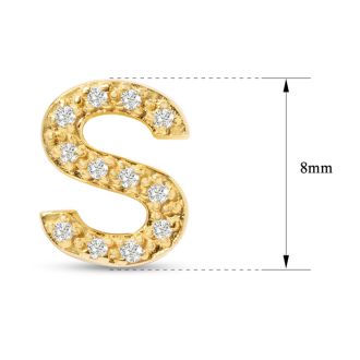 14K Yellow Gold Over Sterling Silver Letter S Initial Earrings With Diamonds – Personalized Initial Jewelry