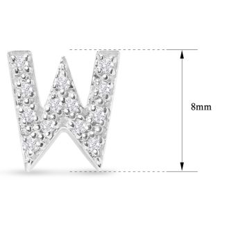 Sterling Silver Letter W Initial Earrings With Diamonds – Personalized Initial Jewelry