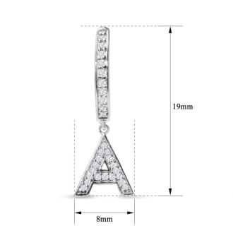 Sterling Silver Letter A Initial Earrings, Diamond Drop Earrings – Personalized Initial Jewelry