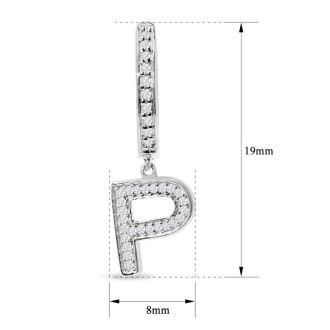 Sterling Silver Letter P Initial Earrings, Diamond Drop Earrings – Personalized Initial Jewelry