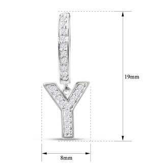 Sterling Silver Letter Y Initial Earrings, Diamond Drop Earrings – Personalized Initial Jewelry