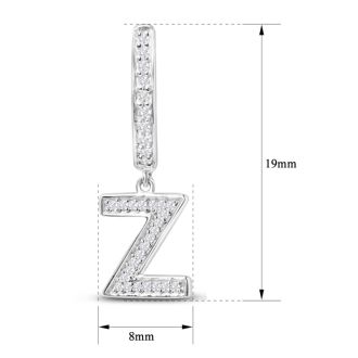 Sterling Silver Letter Z Initial Earrings, Diamond Drop Earrings – Personalized Initial Jewelry