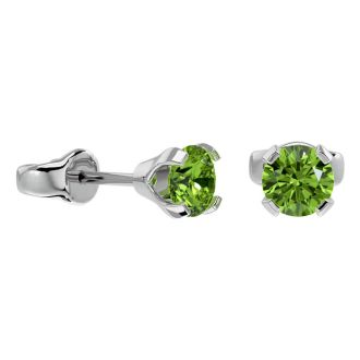 1/2 Carat Peridot Stud Earrings In White Gold