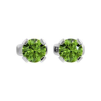 1/2 Carat Peridot Stud Earrings In White Gold