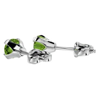 1/2 Carat Peridot Stud Earrings In White Gold