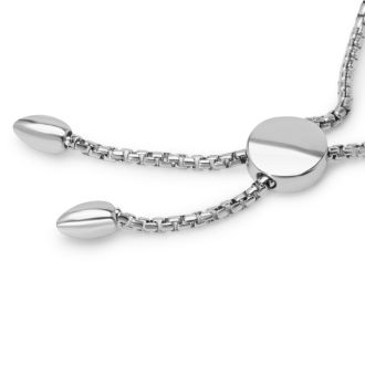 1/10 Carat Diamond Bolo Bracelet In Sterling Silver, Adjustable 6-9 Inches