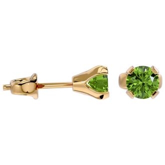 1/2 Carat Peridot Stud Earrings in Yellow Gold