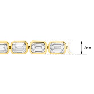 14 Carat Emerald Cut Bezel Set Lab Grown Diamond Tennis Bracelet In 14K Yellow Gold, 7 Inches