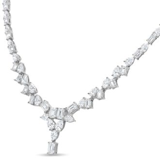 15 Carat Fancy Shape Lab Grown Diamond Tennis Necklace With Drop In 14K White Gold, 16 Inches