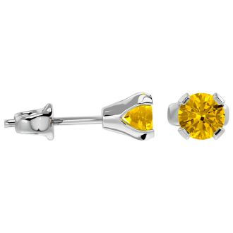 1/2 Carat Citrine Stud Earrings In White Gold