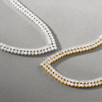10 Carat Lab Grown Diamond Tennis Choker Necklace In 14K White Gold, 15 Inches
