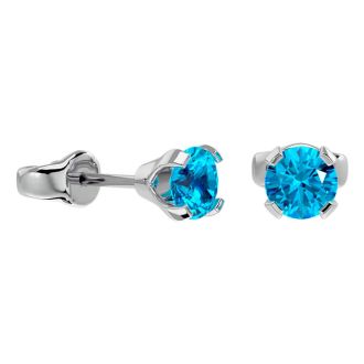 1/2 Carat Blue Topaz Stud Earrings In White Gold