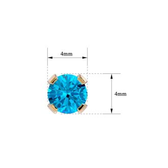 0.60 Carat Blue Topaz Stud Earrings in Yellow Gold