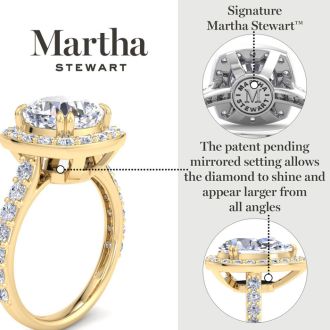 Martha Stewart 4 Carat Pear Shape Lab Grown Diamond Halo Engagement Ring In Sterling Silver