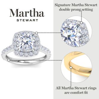 Martha Stewart 4 Carat Cushion Cut Lab Grown Diamond Halo Engagement Ring In Sterling Silver
