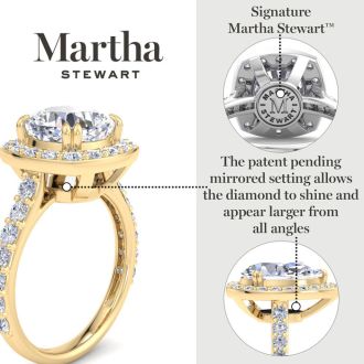 Martha Stewart 4 Carat Cushion Cut Lab Grown Diamond Halo Engagement Ring In Sterling Silver