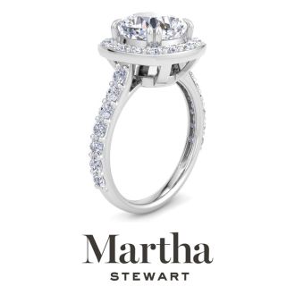 Martha Stewart 4 Carat Cushion Cut Lab Grown Diamond Halo Engagement Ring In Sterling Silver