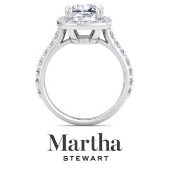 Martha Stewart 4 Carat Cushion Cut Lab Grown Diamond Halo Engagement Ring In Sterling Silver