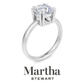 Martha Stewart 2 Carat Cushion Cut Lab Grown Diamond Solitaire Engagement Ring In Sterling Silver