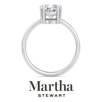 Martha Stewart 2 Carat Cushion Cut Lab Grown Diamond Solitaire Engagement Ring In Sterling Silver