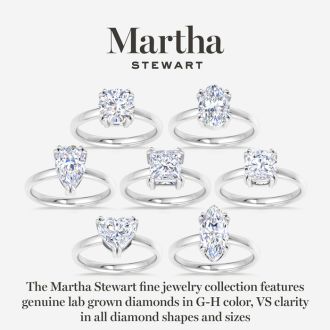 Martha Stewart 3 Carat Cushion Cut Lab Grown Diamond Solitaire Engagement Ring In Sterling Silver