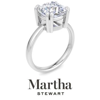 Martha Stewart 3 Carat Cushion Cut Lab Grown Diamond Solitaire Engagement Ring In Sterling Silver