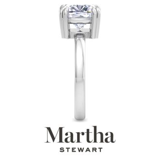 Martha Stewart 3 Carat Cushion Cut Lab Grown Diamond Solitaire Engagement Ring In Sterling Silver