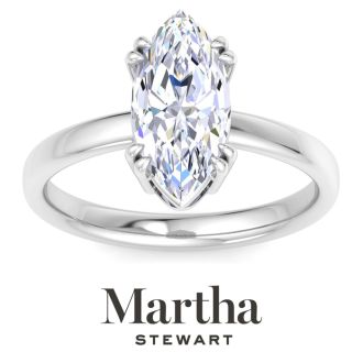 Martha Stewart 2 Carat Marquise Shape Lab Grown Diamond Solitaire Engagement Ring In Sterling Silver
