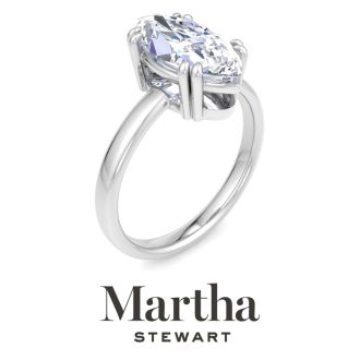 Martha Stewart 2 Carat Marquise Shape Lab Grown Diamond Solitaire Engagement Ring In Sterling Silver