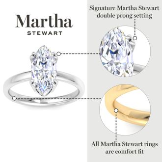 Martha Stewart 3 Carat Marquise Shape Lab Grown Diamond Solitaire Engagement Ring In Sterling Silver