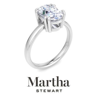 Martha Stewart 2 Carat Oval Shape Lab Grown Diamond Solitaire Engagement Ring In Sterling Silver