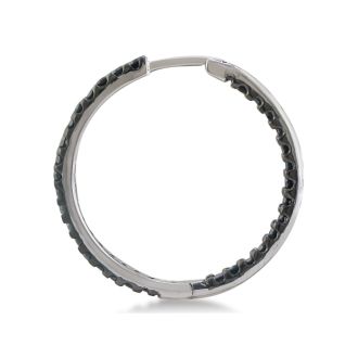 Black Diamond Earrings: 1ct Inside Out Black Diamond Hoop Earrings in Sterling Silver