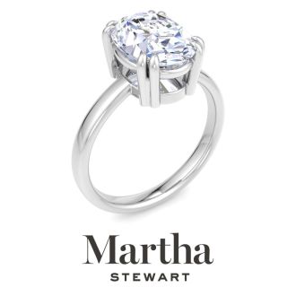 Martha Stewart 3 Carat Oval Shape Lab Grown Diamond Solitaire Engagement Ring In Sterling Silver