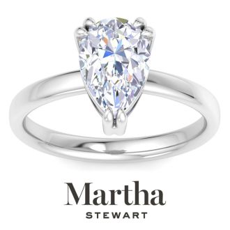 Martha Stewart 2 Carat Pear Shape Lab Grown Diamond Solitaire Engagement Ring In Sterling Silver