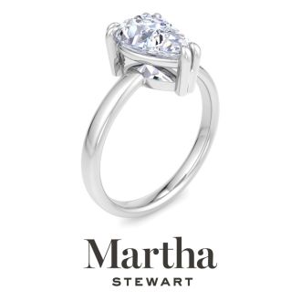 Martha Stewart 2 Carat Pear Shape Lab Grown Diamond Solitaire Engagement Ring In Sterling Silver