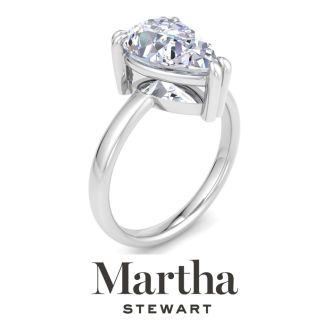 Martha Stewart 3 Carat Pear Shape Lab Grown Diamond Solitaire Engagement Ring In Sterling Silver