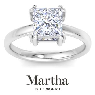 Martha Stewart 2 Carat Princess Cut Lab Grown Diamond Solitaire Engagement Ring In Sterling Silver