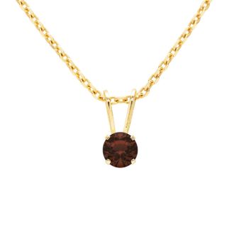 1/8 Carat Garnet Solitaire Necklace In Yellow Gold With Free Chain