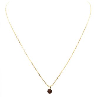 1/2 Carat Garnet Solitaire Necklace In Yellow Gold With Free Chain