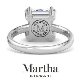 Martha Stewart 3 Carat Princess Cut Lab Grown Diamond Solitaire Engagement Ring In Sterling Silver