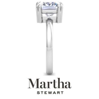 Martha Stewart 3 Carat Princess Cut Lab Grown Diamond Solitaire Engagement Ring In Sterling Silver