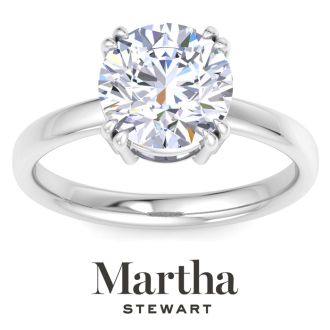 Martha Stewart 3 Carat Round Shape Lab Grown Diamond Solitaire Engagement Ring In Sterling Silver