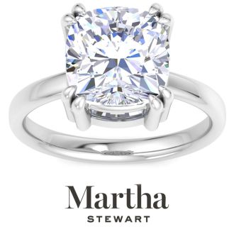 Martha Stewart 5 Carat Cushion Cut Lab Grown Diamond Solitaire Engagement Ring In Sterling Silver