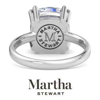 Martha Stewart 5 Carat Cushion Cut Lab Grown Diamond Solitaire Engagement Ring In Sterling Silver