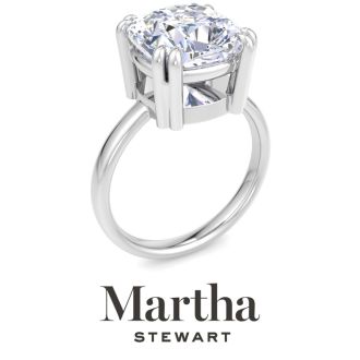 Martha Stewart 5 Carat Cushion Cut Lab Grown Diamond Solitaire Engagement Ring In Sterling Silver