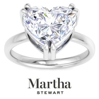 Martha Stewart 5 Carat Heart Shape Lab Grown Diamond Solitaire Engagement Ring In Sterling Silver