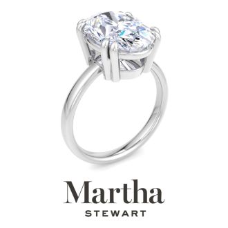 Martha Stewart 5 Carat Oval Shape Lab Grown Diamond Solitaire Engagement Ring In Sterling Silver